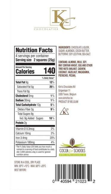 Dark Almond Sea Salt 100 gram Chocolate Bar